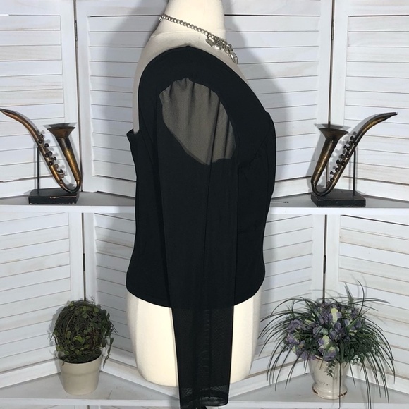 ASOS Design Black Mesh Long Sleeve Square Neck Top 22 - Picture 5 of 12